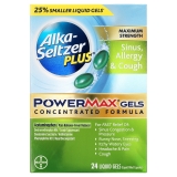 Alka-Seltzer Plus Powermax Sinus Allergy Cough Medicine Liquid Gels 24 Count for Sinus Relief