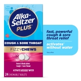Alka Seltzer Plus Cough Sore Throat Fizzy Chews Raspberry 24ct On The Go