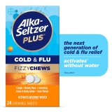 Alka Seltzer Plus Cold Flu Fizzy Chews Orange Flavor 24 Count No Water Needed