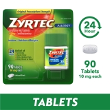 Zyrtec 24-Hour Allergy Relief Tablets 10mg Cetirizine HCl 90 Ct