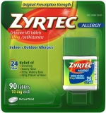 Zyrtec 24 Hour Allergy Relief Tablets 10mg Cetirizine Antithistamine 90ct