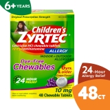 Zyrtec 24 Hour Childrens Allergy Chewable Tablets Grape 48 ct