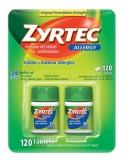 Zyrtec 24 Hour Non Drowsy Allergy Relief Antihistamine Cetirizine Hcl 10 Mg 120 Tablets - 2 Packs