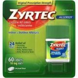 Zyrtec 24Hour Allergy Relief Tablets 10mg Cetirizine HCl Antihistamine Medicine 60 Count