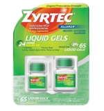 Zyrtec 24 Hour Allergy Relief Antihistamine Cetirizine HCl 10 mg 65 Liquid Gels