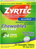 Zyrtec 24 Hour Allergy Relief Chewable Dye-Free Tablets 10 mg Cetirizine HCl 24 Ct