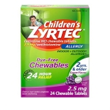 Zyrtec Allergy Dye Free Chewables 2 Years & Older Grape Flavor 24 Count