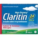 Claritin 24 Hour Non Drowsy Allergy Medicine Loratadine Antihistamine Tablets 5 Ct