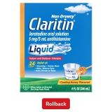 Claritin 10mg Cooling Honey Syrup 8 OZ Allergy Relief Formula