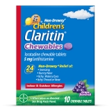 Claritin Kids Loratadine Antihistamine Grape Chewable 10 Tablets for Allergies