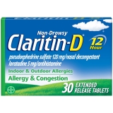Claritin-D Allergy Medicine 12 Hour Non Drowsy Allergy Nasal Congestion Tablet 30 Ct