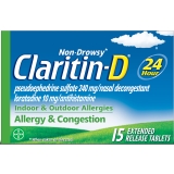 Claritin-D 24 Hour Allergy Medicine Nasal Congestion Sinus Pressure Relief 15 Count