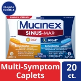 Mucinex Sinus-Max Maximum Strength Day Night Relief Caplets 20 Pack