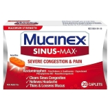 Mucinex Sinus Max Severe Congestion Relief Caplets 20 ea Pack of 4