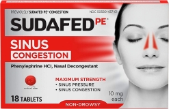 Sudafed PE Maximum Strength Non Drowsy Sinus Decongestant 18 Ct for Fast Relief