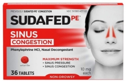 Sudafed PE Congestion Max Strength Non-Drowsy Tablets 36 ea Pack of 2