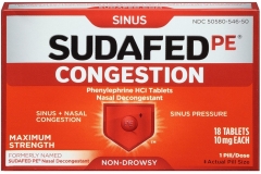 Sudafed PE Congestion Relief Tablets 18 Each Pack of 2