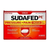 Sudafed PE Pressure Pain Plus Mucus Relief Caplets for Adults 24 Ea 3 Pack
