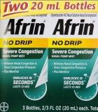 Afrin No Drip Severe Congestion Pump Mist Nasal Spray 20 ml 2 Pack