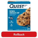 Quest Oatmeal Chocolate Chip Protein Bar 20g Gluten Free 4 Count