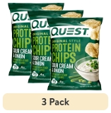 Quest Protein Chips Sour Cream & Onion 19g Protein Baked Gluten Free 1.1 oz Bag 3 Pack