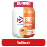 Dymatize ISO100 Hydrolyzed Whey Isolate Protein Powder Dunkin Glazed Donut 20 Servings