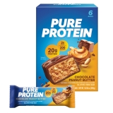 Pure Protein Bars Chocolate Peanut Butter 20g Protein Gluten Free 1.76 oz 6 Ct