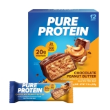 Pure Protein Bars High Protein Nutritious Snacks Energy Support Low Sugar Gluten Free Chocolate Peanut Butter 1.76oz 12 Count