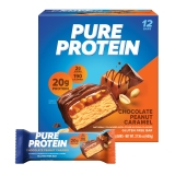 Pure Protein Bars High Protein Nutritious Snacks Energy Support Low Sugar Gluten-Free Chocolate Peanut Caramel 1.76oz 12 Count Pack of 1