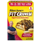 Fit Crunch Chocolate Peanut Butter High Protein Baked Bar 16g Protein 5ct Pack of 2