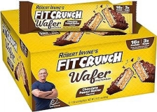 Fit crunch Wafer Protein Bars - Robert Irvine - 16g Protein 3g Sugar 9 Bars Chocolate Peanut Butter