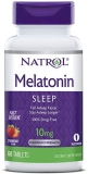 Natrol Sleep Fast Dissolve Melatonin Tablets 10mg Strawberry Flavor 60 ea Pack of 4