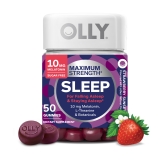 OLLY Maximum Strength Sleep Gummy Supplement 10mg Melatonin L-Theanine Strawberry Sunset Flavor 50 Ct