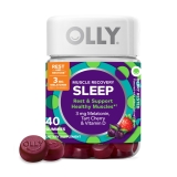 OLLY Muscle Recovery Sleep Gummy Melatonin Sleep Aid Supplement Sore Muscle Support Berry 40 Ct