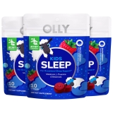OLLY Kids Sleep Gummy 3 Pack Melatonin L-Theanine Raspberry Flavor 10 Ct Ea