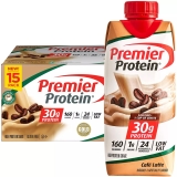 Premier Protein 30g High Protein Cafe Latte Shake 11 Fl Oz Pack of 15