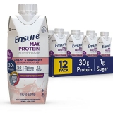 Ensure Max Protein Nutrition Shake 30g Protein 1g Sugar High Protein Creamy Strawberry 11 fl oz Pack of 12