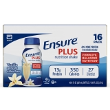 Ensure Plus Vanilla Nutritional Drink 16g Protein Meal Replacement Shakes 8 fl oz 16 count