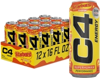 Cellucor C4 Energy Drink Starburst Orange Carbonated Sugar Free Pre Workout Performance 16 Oz Pack of 12
