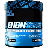 Evlution Nutrition ENGN Shred Pre Workout Powder - Fat Burner Supplement - Boost Energy & Focus with Natural Caffeine - Blue Raz - 30 Servings