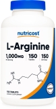 Nutricost L Arginine 1000mg Amino Acid Tablets 150 Tablets