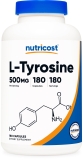Nutricost L-Tyrosine 500mg 180 Capsules Non-GMO Gluten Free Supplement