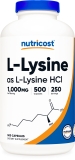 Nutricost L Lysine 1000mg 500 Capsules 500mg Per Capsule Health Supplement