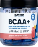 Nutricost BCAA+ Hydration Raspberry Lemonade 20 Stickpacks Branched Chain Amino Acids with Hydration Complex Gluten-Free Non-GMO