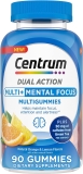Centrum MultiGummies Multi+ Dual Action Mental Focus Adult Multivitamin with Green Tea Caffeine Lemon Orange Flavors - 90 Count
