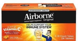 Airborne Effervescent Immune Support Supplement Zesty Orange 36 Tablets 2 Pack
