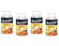 4 Pack Airborne Zesty Orange Flavored Gummies 42 count 750mg Vitamin C Minerals Herbs Immune Support Packaging