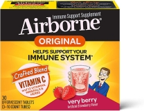Airborne Immune Support Effervescent Tablets - Vitamin C 1000mg, Very Berry Flavor, 30 Count,