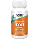 NOW Foods Iron 36mg Double Strength Ferrochel Chelated Iron Vegetarian Capsules