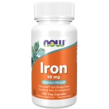 NOW Iron 18 mg Non-Constipating Essential Mineral 120 Veg Capsules